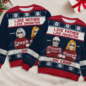 Like Parents Like Child - Personalized Custom Unisex Ugly Christmas Sweatshirt, Wool Sweatshirt, All-Over-Print Sweatshirt - Gift For Family, Christmas Gift