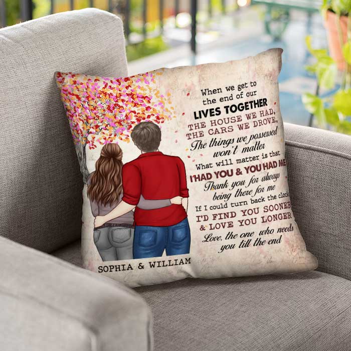I Wish I'd Find You Sooner And Love You Longer - Gift For Couples, Personalized Pillow (Insert Included).