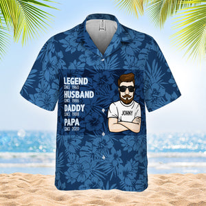 Legend. Husband. Grandpa Since - Gift For Father, Grandpa - Personalized Unisex Hawaiian Shirt.