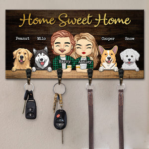 Home Sweet Home You Me And The Dogs - Personalized Key Hanger, Key Holder - Anniversary Gifts, Gift For Couples, Husband Wife, Dog Lovers