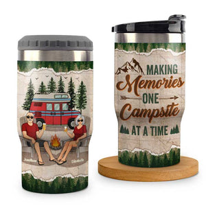 Let's Sit By The Campfire - Personalized Can Cooler - Gift For Couples, Gift For Camping Lovers