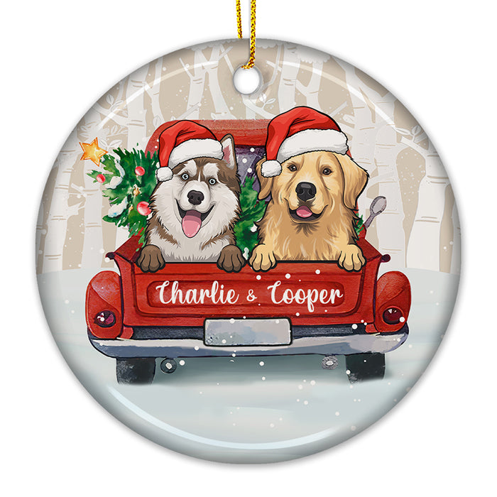 Special Delivery Loads Of Love - Personalized Custom Round Shaped Ceramic Christmas Ornament - Gift For Pet Lovers, Christmas Gift