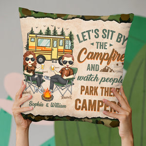 Let's Sit By The Campfire - Gift For Camping Couples, Personalized Pillow (Insert Included)
