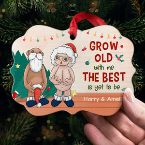 I Want To Grow Old With You - Couple Personalized Custom Ornament - Aluminum Benelux Shaped - Christmas Gift For Husband Wife, Anniversary