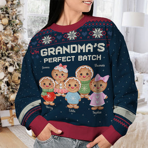 Grandma's Perfect Batch - Family Personalized Custom Ugly Sweatshirt - Unisex Wool Jumper - Christmas Gift For Grandma, Grandparents