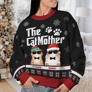 The Catfather Catmother & Cool Cats - Cat Personalized Custom Ugly Sweatshirt - Unisex Wool Jumper - Christmas Gift For Pet Owners, Pet Lovers