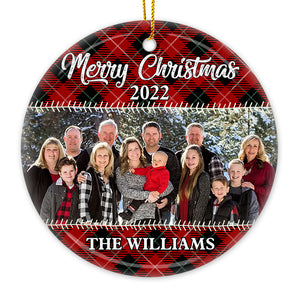 Merry Christmas - Personalized Custom Round Shaped Ceramic Photo Christmas Ornament - Upload Image, Gift For Family, Christmas Gift