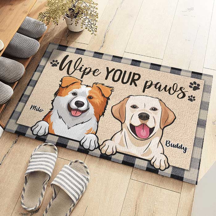 Wipe Your Paws - Personalized Decorative Mat - Gift For Pet Lovers, Pet Owners, Pet Gift