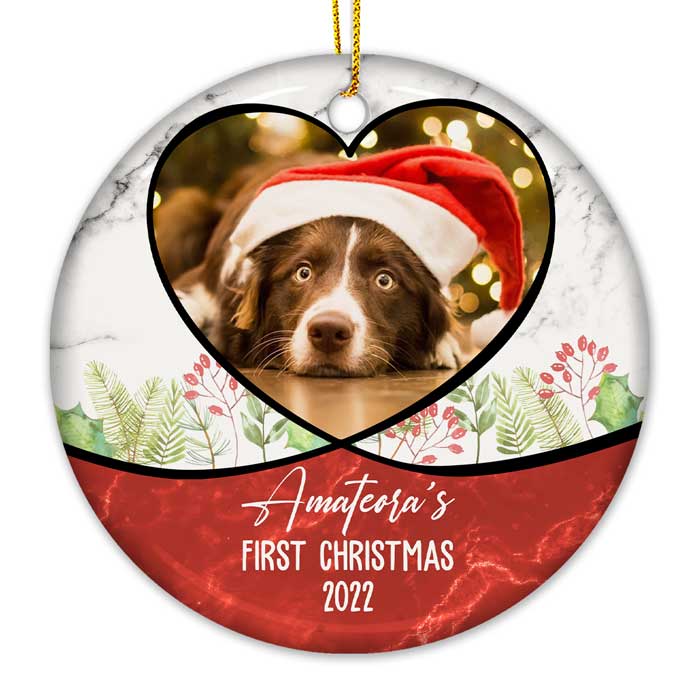 Personalized Puppy's First Christmas Ceramic Ornament, Custom Dog Photo  Ornament, Dog Mom Christmas Gifts - Best Personalized Gifts For Everyone