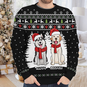 Woof You A Merry Christmas, Human - Personalized Custom Unisex Ugly Christmas Sweatshirt, Wool Sweatshirt, All-Over-Print Sweatshirt - Gift For Dog Lovers, Pet Lovers, Christmas Gift