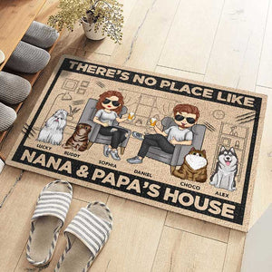 There's No Place Like Nana & Papa's House - Gift For Couples, Husband Wife, Personalized Decorative Mat