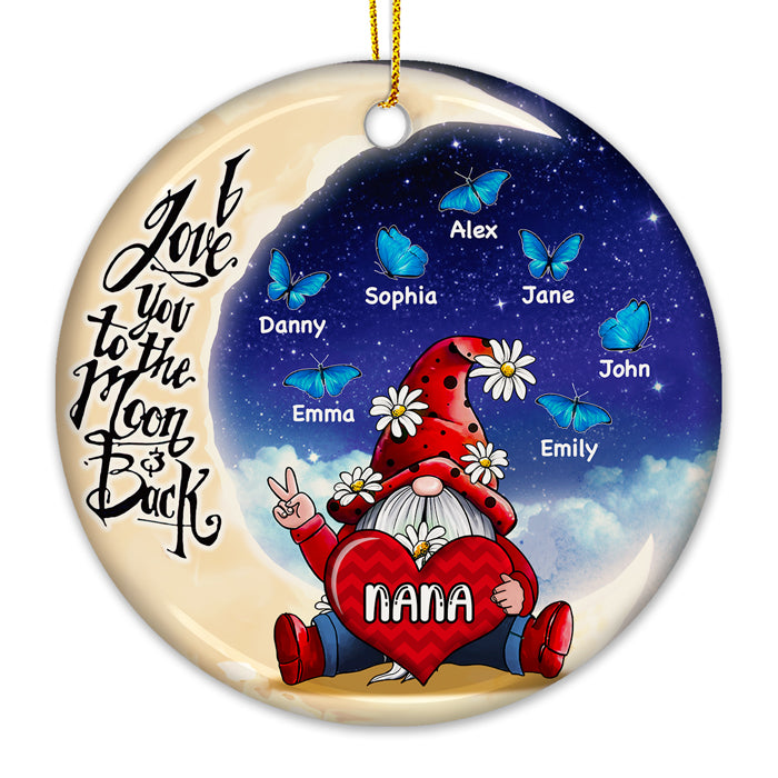 I Love You To The Moon & Back - Personalized Custom Round Shaped Ceramic Christmas Ornament - Gift For Grandma, Grandparents, Christmas Gift