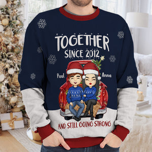 Couple Together Since Still Going Strong - Couple Personalized Custom Ugly Sweatshirt - Unisex Wool Jumper - Christmas Gift For Husband Wife, Anniversary