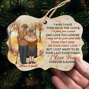 I Wish I Could Turn Back The Clock - Personalized Custom Benelux Shaped Wood Christmas Ornament - Gift For Couple, Husband Wife, Anniversary, Engagement, Wedding, Marriage Gift, Christmas Gift