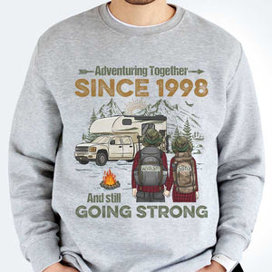 Adventuring Together And Still Going Strong - Personalized Unisex T-shirt, Hoodie, Sweatshirt - Gift For Couple, Husband Wife, Anniversary, Engagement, Wedding, Marriage, Camping Gift