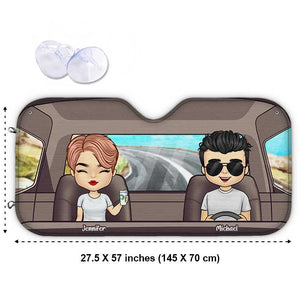 Couple Driving - Personalized Auto Sunshade - Gift For Couples, Husband Wife