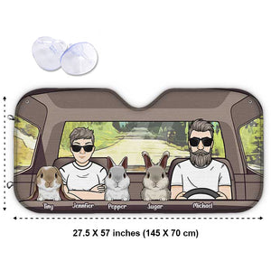 Travelling With Rabbits - Personalized Auto Sunshade - Gift For Couples, Husband Wife