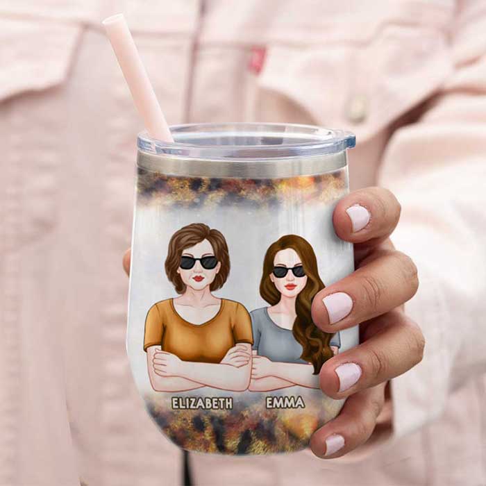 Behind Every Crazy Daughter Cool Mom Personalized Wine Tumbler