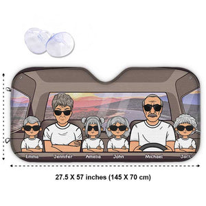 Happy Family Trip - Personalized Auto Sunshade - Gift For Couples, Husband Wife