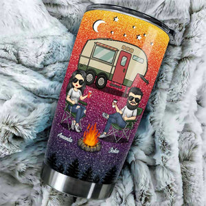 Husband & Wife Camping Partners For Life - Gift For Camping Couples, Personalized Tumbler.