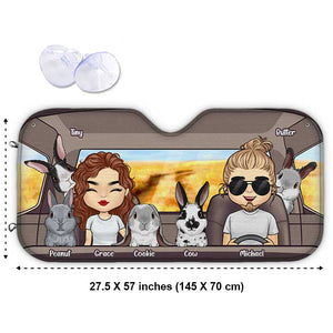 Family Road Trip With Rabbit - Personalized Auto Sunshade - Gift For Couples, Husband Wife