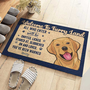 Welcome To Furry Land You’ve Been Warned - Personalized Decorative Mat - Gift For Dog Lovers, Dog Owners, Dog Gift, Gift For Pet Lovers