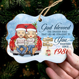 That Led Me Straight To You - Personalized Custom Benelux Shaped Wood Christmas Ornament - Gift For Couple, Husband Wife, Anniversary, Engagement, Wedding, Marriage Gift, Christmas Gift