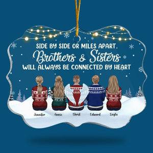 Brothers & Sisters Will Always Be Connected By Heart - Family Personalized Custom Ornament - Acrylic Benelux Shaped - New Arrival Christmas Gift For Siblings, Brothers, Sisters