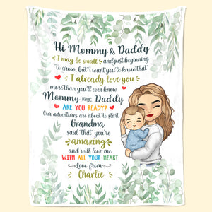 Our Adventures Are About To Start - Family Personalized Custom Baby Blanket - Baby Shower Gift, Gift For First Mom