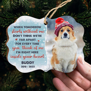 Don't Think We're Far Apart - Personalized Custom Benelux Shaped Wood Photo Christmas Ornament - Upload Image, Memorial Gift, Sympathy Gift, Christmas Gift