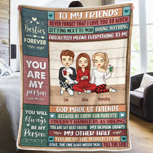 You Mean The World To Me - Bestie Personalized Custom Blanket - Christmas Gift For Best Friends, BFF, Sisters