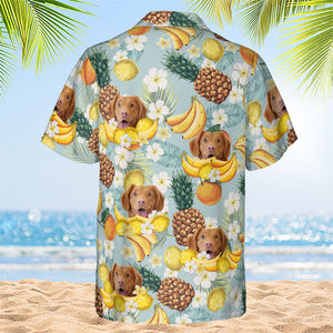 Tropical Fruit Pattern - Dog & Cat Personalized Custom Unisex Hawaiian Shirt - Upload Image, Dog Face, Cat Face - Summer Vacation Gift, Gift For Pet Owners, Pet Lovers