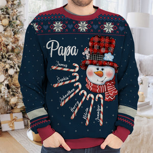 Nana's Candy Cane Cuties - Family Personalized Custom Ugly Sweatshirt - Unisex Wool Jumper - Christmas Gift For Grandma, Grandparents