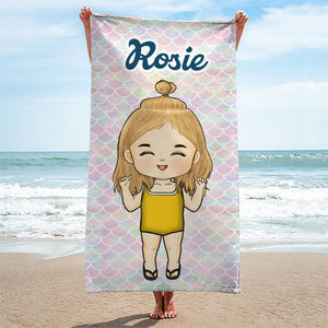 Happiness Comes In Waves - Personalized Custom Beach Towel - Gift For Family, Gift For Kids