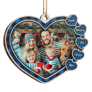 The Love Of Our Family - Personalized Custom Heart Shaped Wood Photo Christmas Ornament - Upload Image, Gift For Family, Christmas Gift