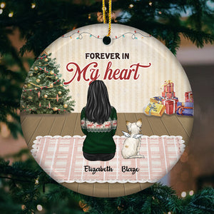 Forever In My Heart Forever Loved - Personalized Custom Round Shaped Ceramic Christmas Ornament - Memorial Gift, Sympathy Gift, Christmas Gift