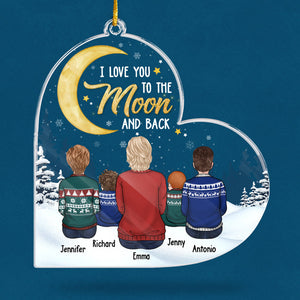 I Love You To The Moon And Back - Personalized Custom Heart Shaped Acrylic Christmas Ornament - Gift For Grandma, Grandparents, Christmas Gift