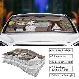 Rabbit Family - Personalized Auto Sunshade - Gift For Pet Lovers