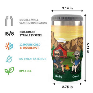 Working Full Time Spoiling My Wife - Personalized Can Cooler - Gift For Couples, Gift For Camping Lovers