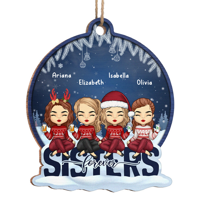 We're Bestie Forever - Bestie Personalized Custom Ornament - Wood Snow Globe Shaped - Christmas Gift For Best Friends, BFF, Sisters