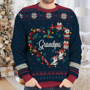 Grandma's Little Penguins Christmas - Family Personalized Custom Ugly Sweatshirt - Unisex Wool Jumper - Christmas Gift For Grandma, Grandparents