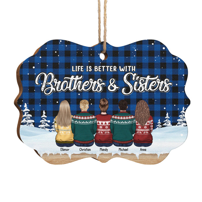 A Whole Lot Of Love - Family Personalized Custom Ornament - Wood Benelux Shaped - Christmas Gift For Siblings, Brothers, Sisters