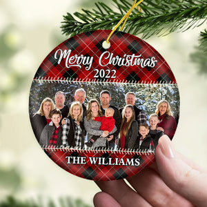 Merry Christmas - Personalized Custom Round Shaped Ceramic Photo Christmas Ornament - Upload Image, Gift For Family, Christmas Gift