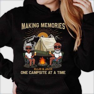 Making Memories One Campsite At A Time - Personalized Unisex T-Shirt, Hoodie, Sweatshirt - Gift For Couple, Husband Wife, Anniversary, Engagement, Wedding, Marriage, Camping Gift