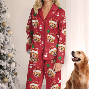 Wish You A Furry Christmas, Human - Dog & Cat Personalized Custom Face Photo Pajamas - Upload Image, Christmas Gift For Pet Owners, Pet Lovers