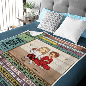 Thanks For Always Standing By My Side - Bestie Personalized Custom Blanket - Christmas Gift For Best Friends, BFF, Sisters