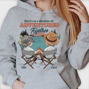 Here's To A Lifetime Of Adventures Together - Personalized Unisex T-shirt, Hoodie, Sweatshirt - Gift For Couple, Husband Wife, Anniversary, Engagement, Wedding, Marriage, Camping Gift