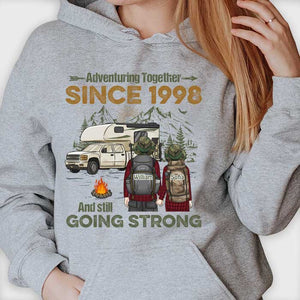 Adventuring Together And Still Going Strong - Personalized Unisex T-shirt, Hoodie, Sweatshirt - Gift For Couple, Husband Wife, Anniversary, Engagement, Wedding, Marriage, Camping Gift