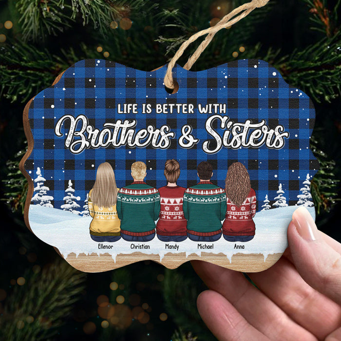 A Whole Lot Of Love - Family Personalized Custom Ornament - Wood Benelux Shaped - Christmas Gift For Siblings, Brothers, Sisters