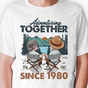Husband And Wife Adventuring Together Since Year - Personalized Unisex T-shirt, Hoodie, Sweatshirt - Gift For Couple, Husband Wife, Anniversary, Engagement, Wedding, Marriage, Camping Gift